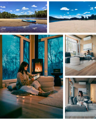 Montage d'images du chalet à louer Luxe montagne dans les Laurentides, chalet en montagne à La Conception