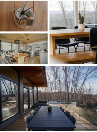 Montage de photos du chalet à louer Luxe montagne dans les Laurentides, chalet en montagne à La Conception