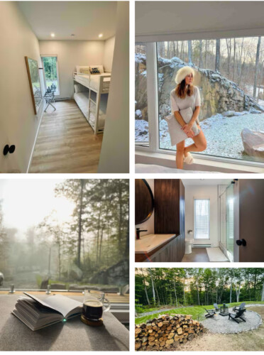 Montage de photos du chalet à louer Luxe montagne dans les Laurentides, chalet en montagne à La Conception
