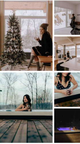 Montage de photos du chalet à louer Luxe montagne dans les Laurentides, chalet en montagne à La Conception