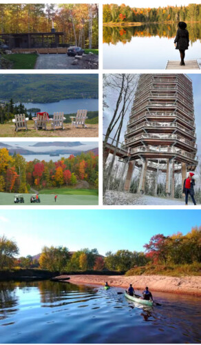 Montage de photos du chalet à louer Luxe montagne dans les Laurentides, chalet en montagne à La Conception