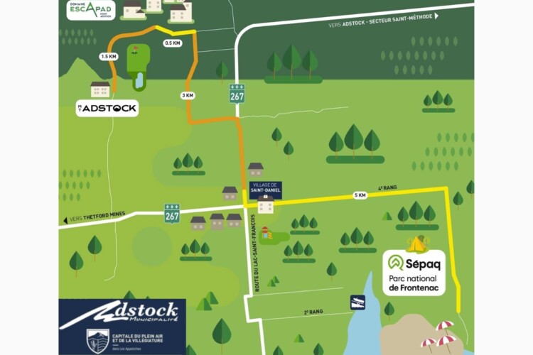 Carte de la Sépaq dans la même municipalité que le Chalet en location Le Skieur Adstock à Chaudière-Appalaches, chalet avec sauna à Adstock.